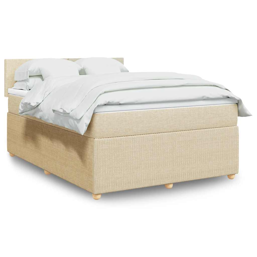 vidaXL Κρεβάτι Boxspring με Στρώμα Κρεμ 160x200 εκ. Υφασμάτινο