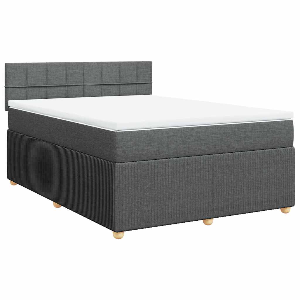 vidaXL Κρεβάτι Boxspring με Στρώμα Σκούρο Γκρι 160x200 εκ Υφασμάτινο