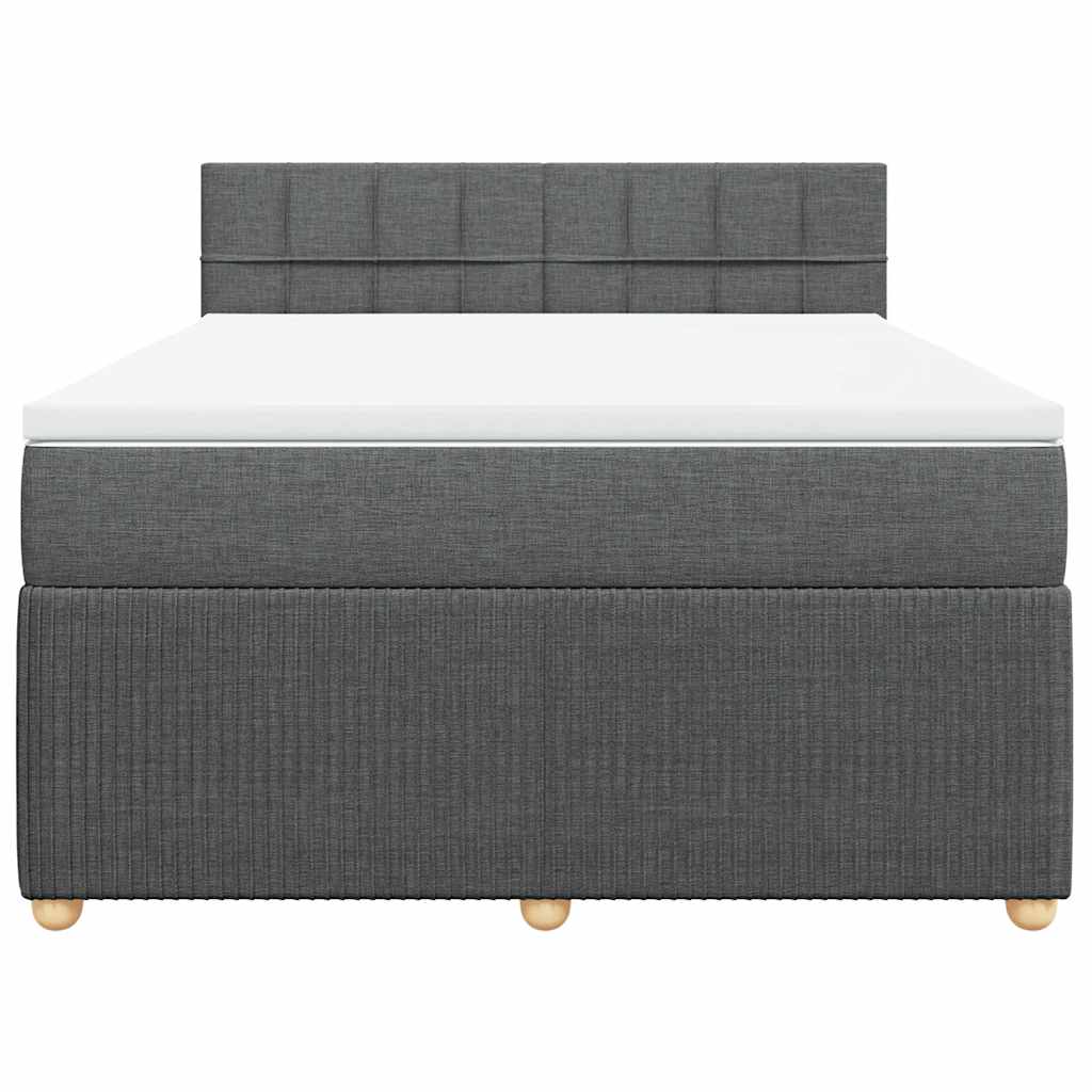 vidaXL Κρεβάτι Boxspring με Στρώμα Σκούρο Γκρι 160x200 εκ Υφασμάτινο