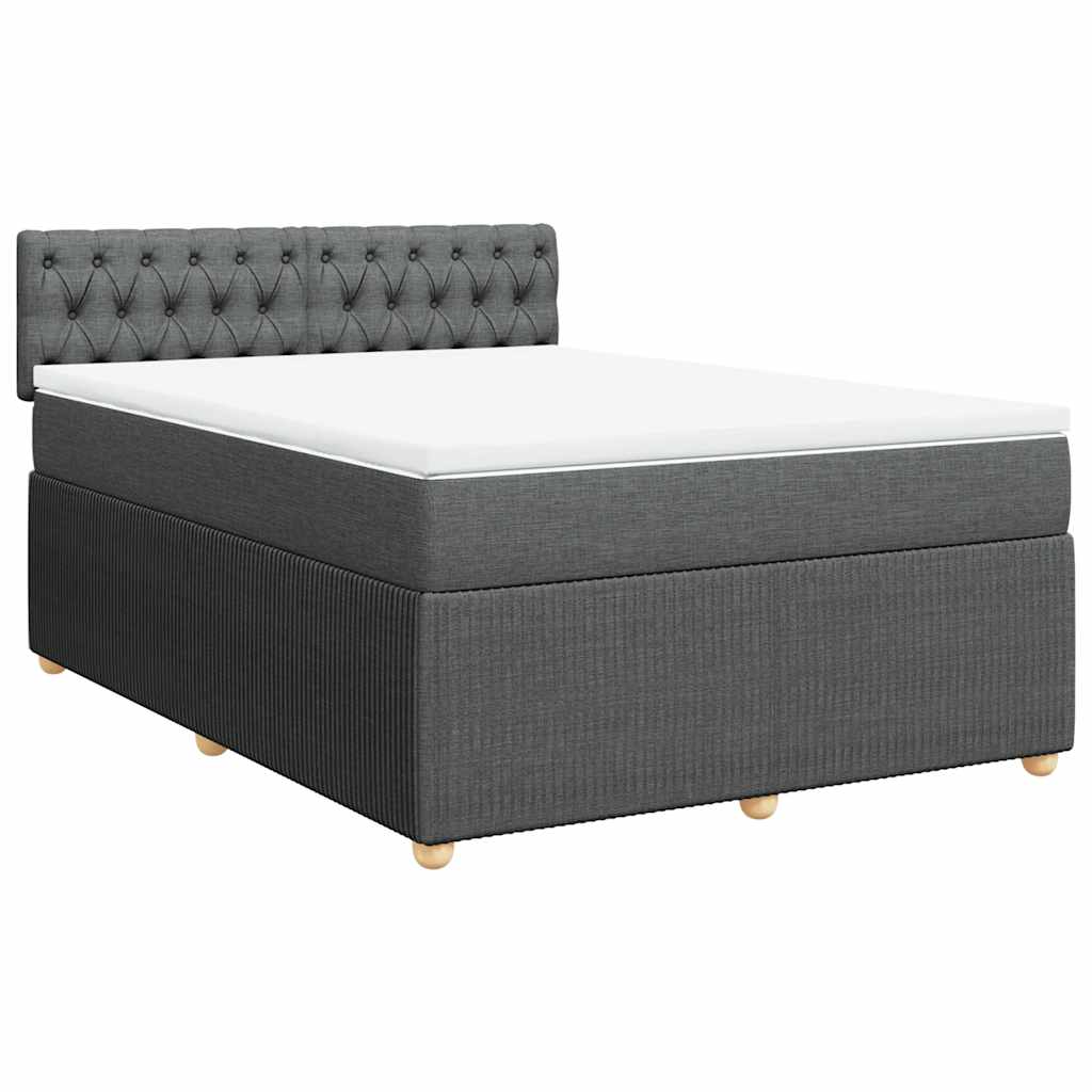 vidaXL Κρεβάτι Boxspring με Στρώμα Σκούρο Γκρι 160x200 εκ Υφασμάτινο