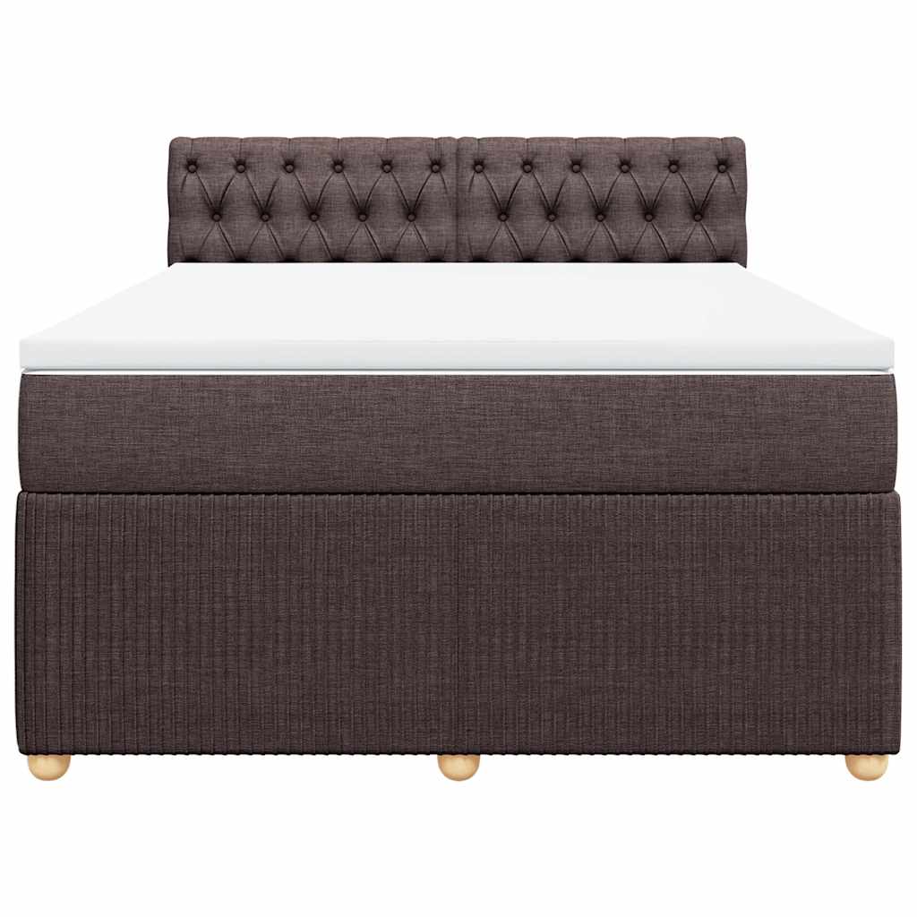 vidaXL Κρεβάτι Boxspring με Στρώμα Σκούρο Καφέ 160x200 εκ Υφασμάτινο