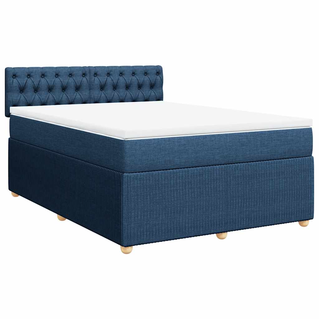vidaXL Κρεβάτι Boxspring με Στρώμα Μπλε 160x200 εκ. Υφασμάτινο