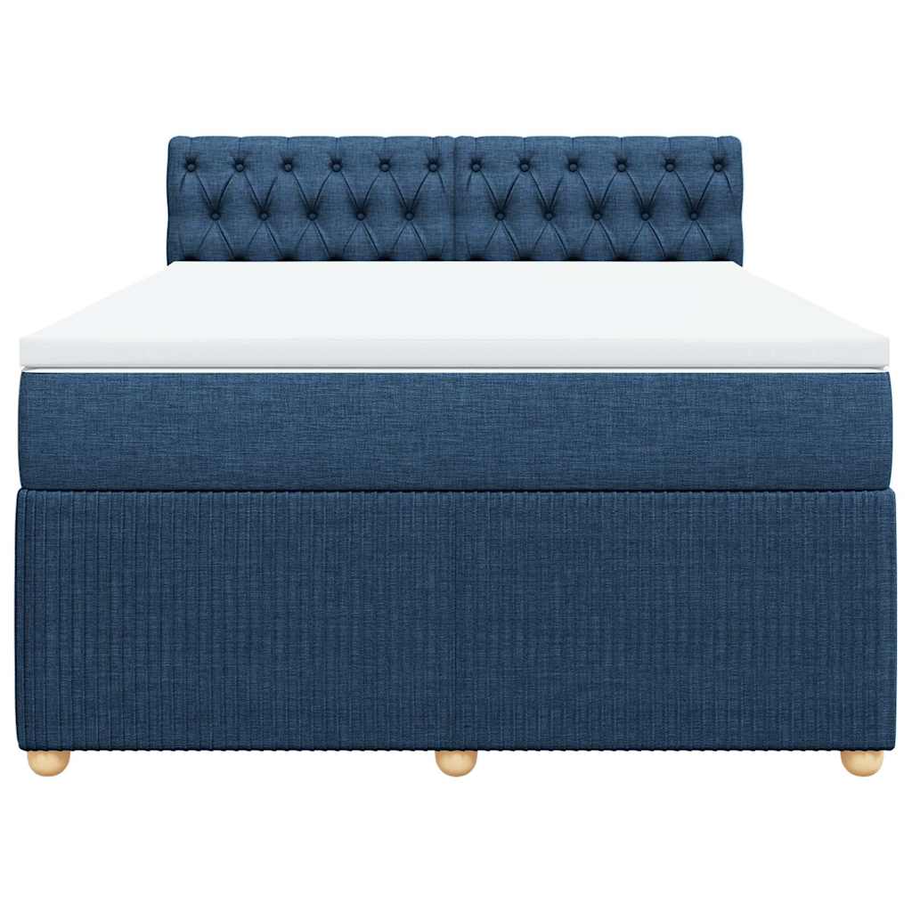 vidaXL Κρεβάτι Boxspring με Στρώμα Μπλε 160x200 εκ. Υφασμάτινο