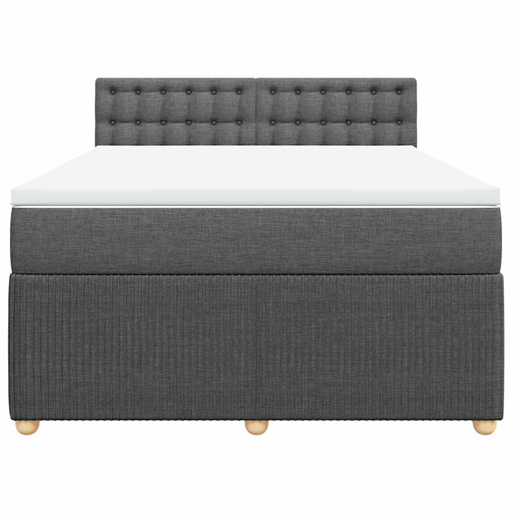 vidaXL Κρεβάτι Boxspring με Στρώμα Σκούρο Γκρι 160x200 εκ Υφασμάτινο