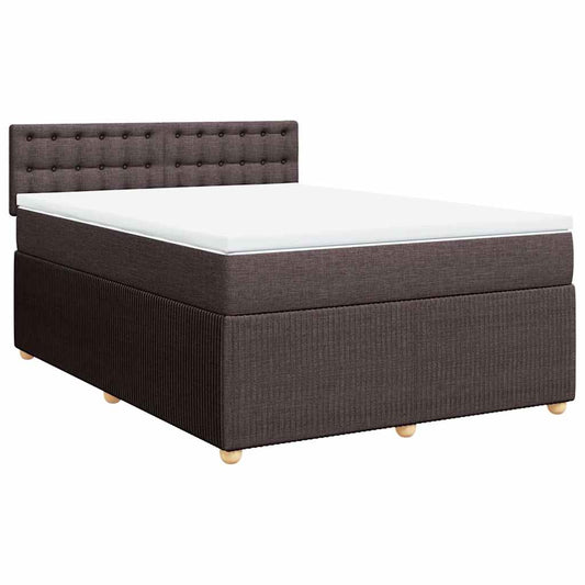 vidaXL Κρεβάτι Boxspring με Στρώμα Σκούρο Καφέ 160x200 εκ Υφασμάτινο