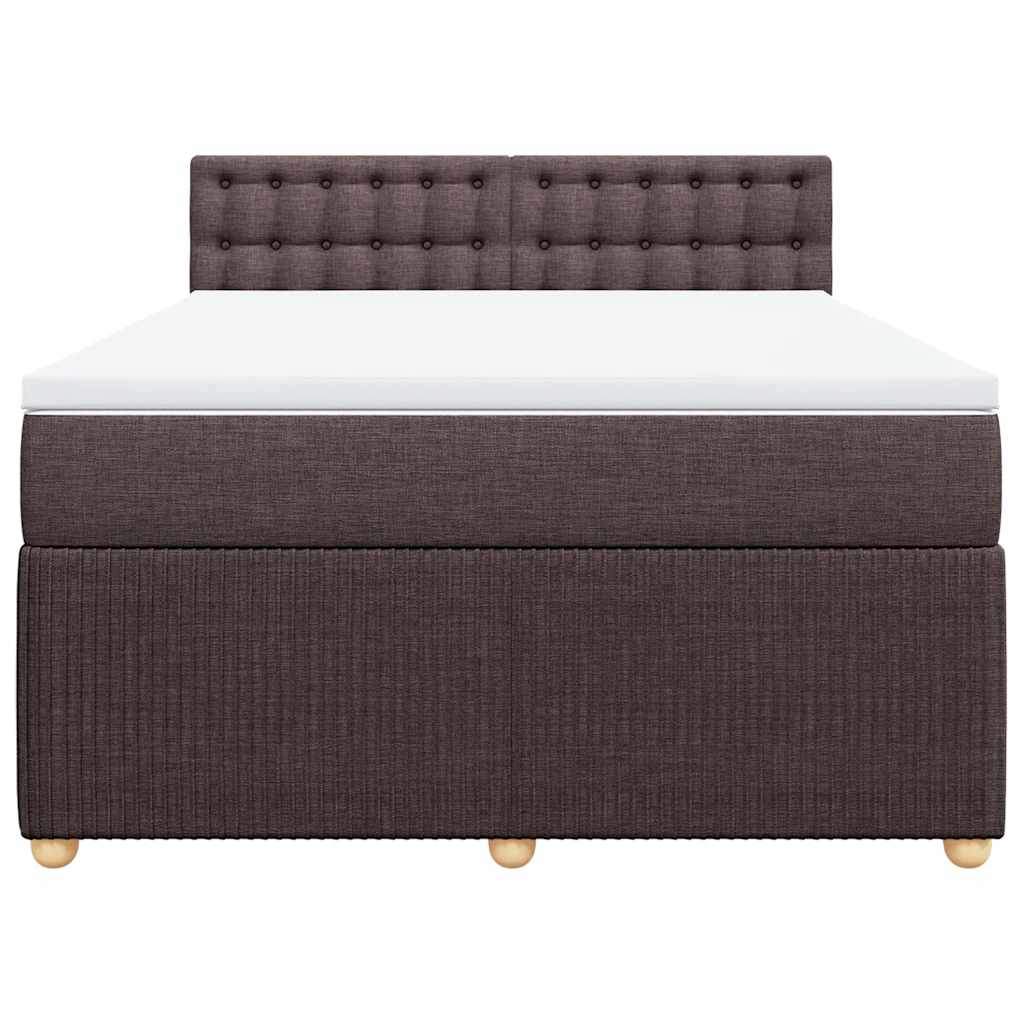 vidaXL Κρεβάτι Boxspring με Στρώμα Σκούρο Καφέ 160x200 εκ Υφασμάτινο