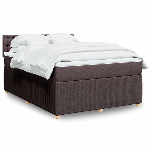 vidaXL Κρεβάτι Boxspring με Στρώμα Σκούρο Καφέ 160x200 εκ Υφασμάτινο