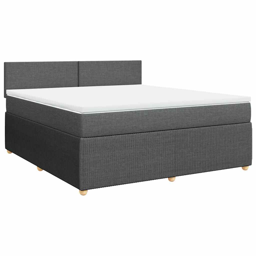 vidaXL Κρεβάτι Boxspring με Στρώμα Σκούρο Γκρι 180x200 εκ Υφασμάτιν