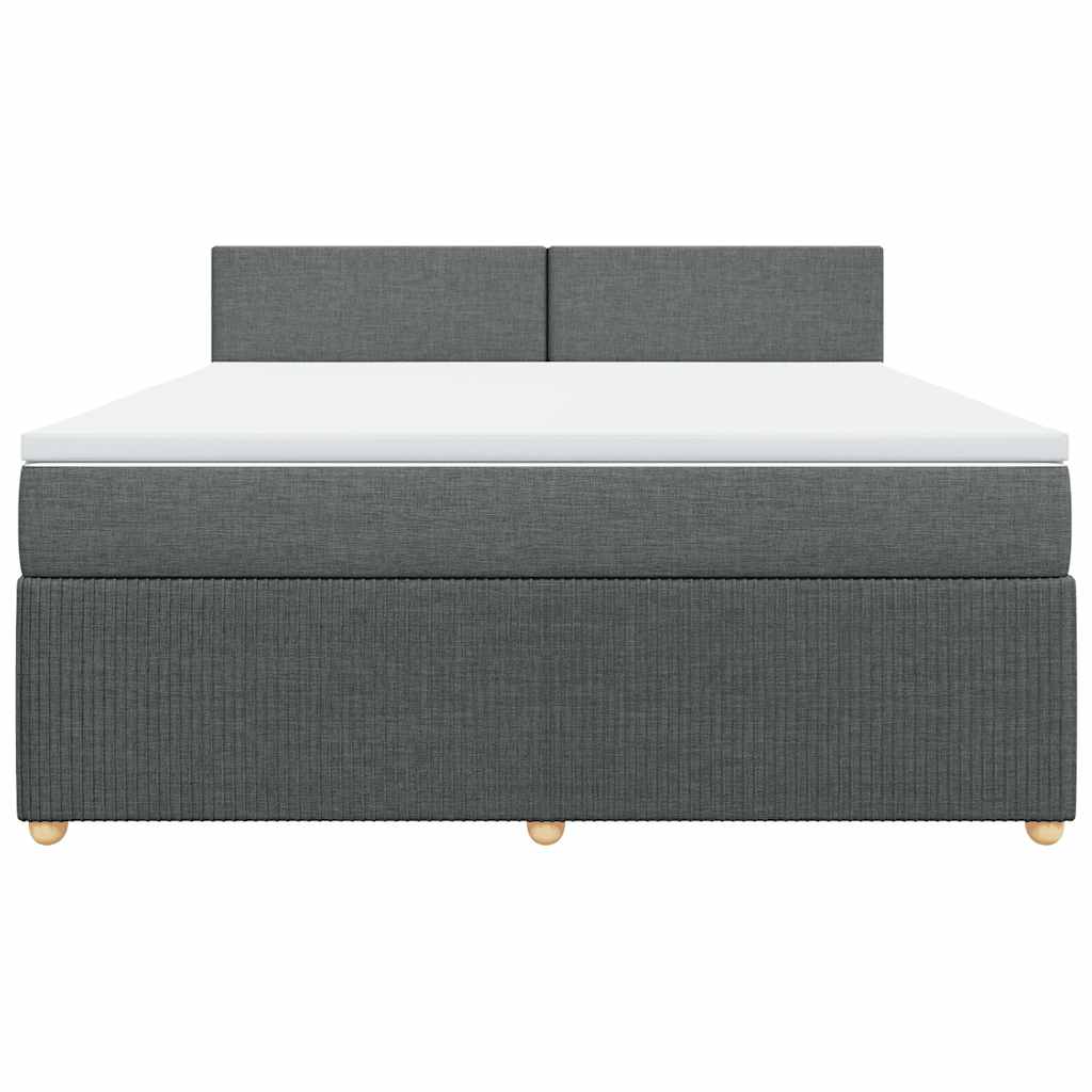 vidaXL Κρεβάτι Boxspring με Στρώμα Σκούρο Γκρι 180x200 εκ Υφασμάτιν