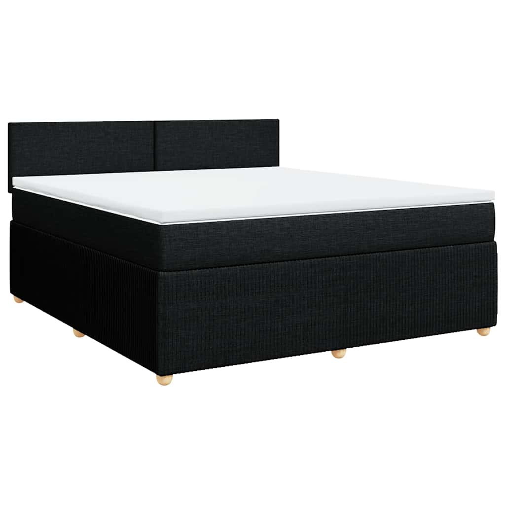 vidaXL Κρεβάτι Boxspring με Στρώμα Μαύρο 180x200 εκ. Υφασμάτινο