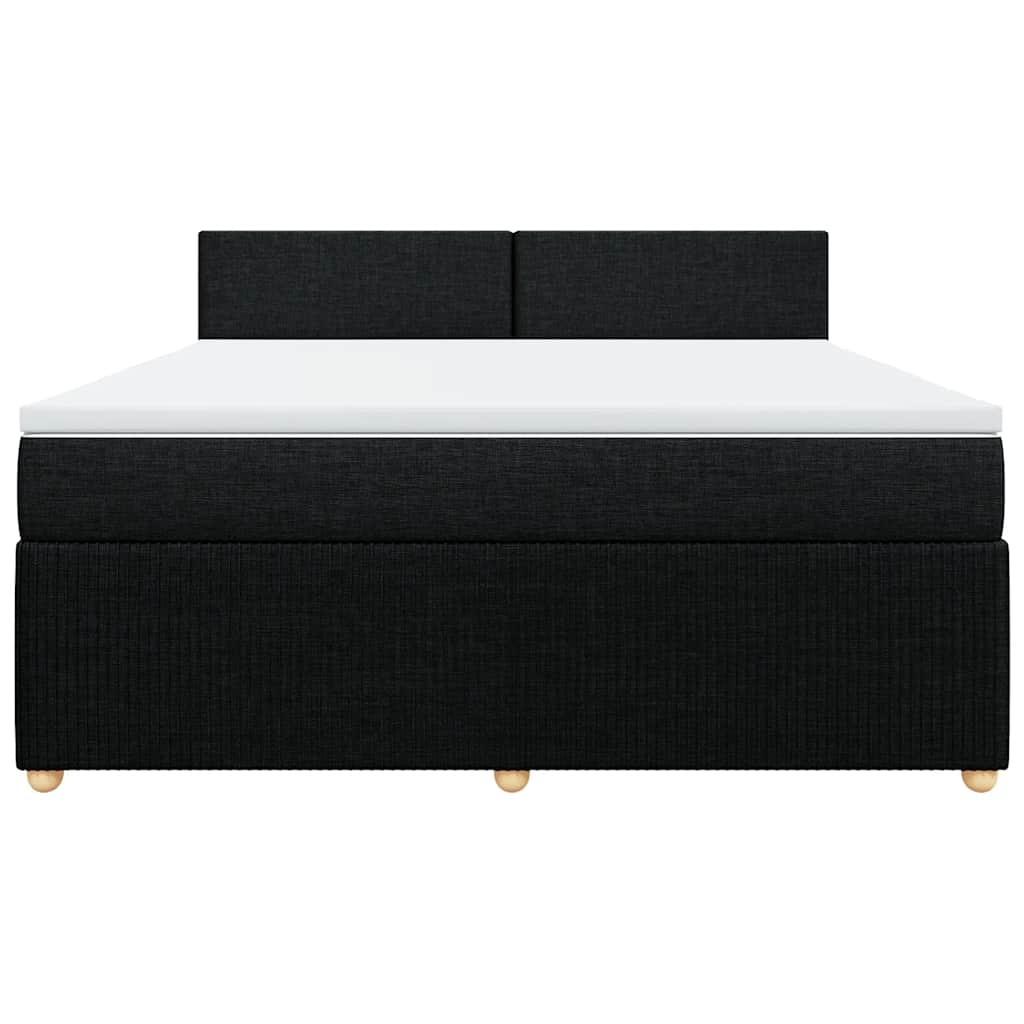 vidaXL Κρεβάτι Boxspring με Στρώμα Μαύρο 180x200 εκ. Υφασμάτινο