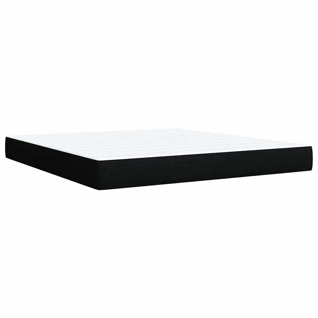 vidaXL Κρεβάτι Boxspring με Στρώμα Μαύρο 180x200 εκ. Υφασμάτινο