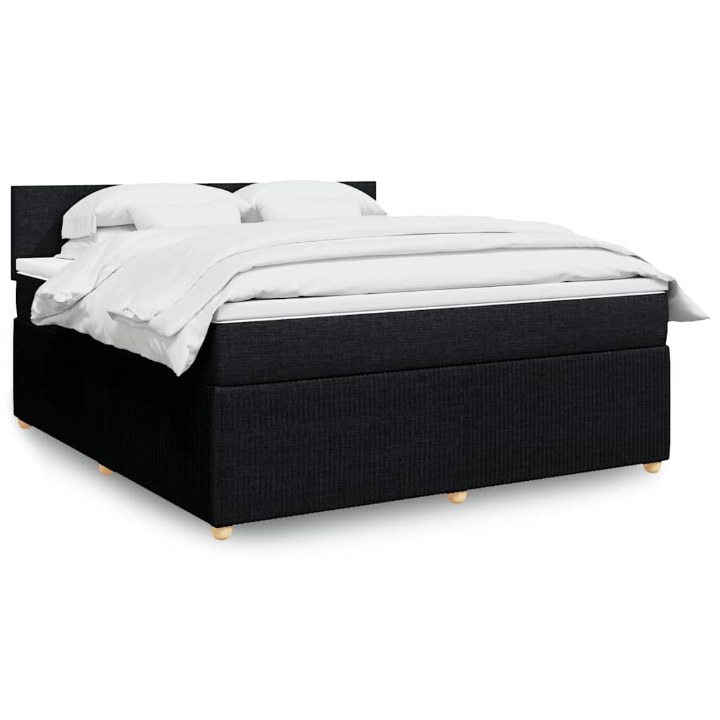 vidaXL Κρεβάτι Boxspring με Στρώμα Μαύρο 180x200 εκ. Υφασμάτινο