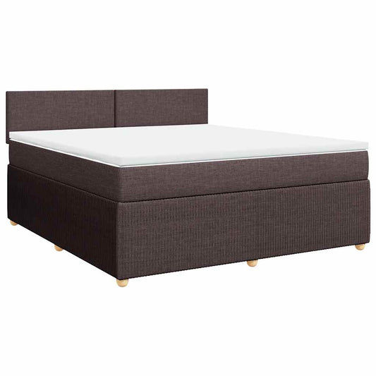 vidaXL Κρεβάτι Boxspring με Στρώμα Σκούρο Καφέ 180x200 εκ Υφασμάτινο