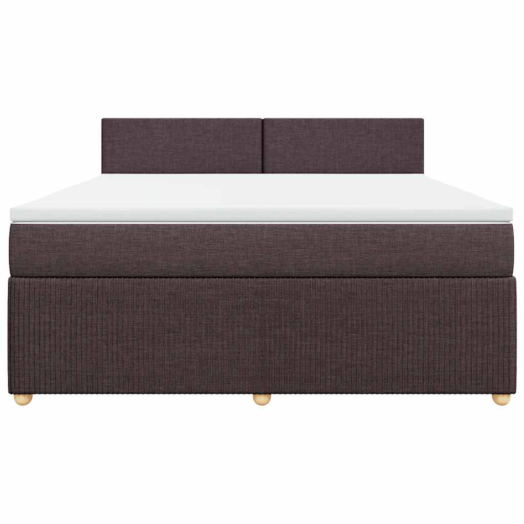 vidaXL Κρεβάτι Boxspring με Στρώμα Σκούρο Καφέ 180x200 εκ Υφασμάτινο