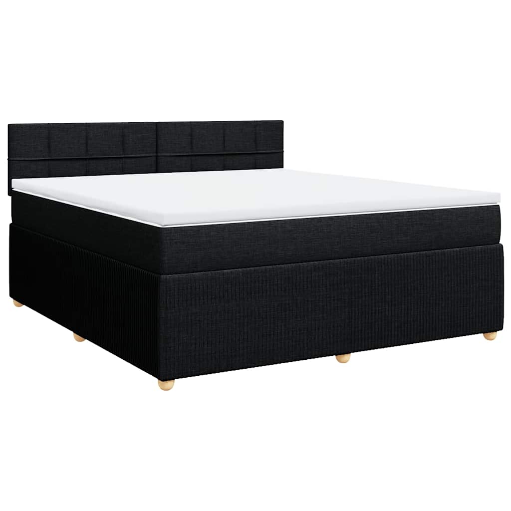vidaXL Κρεβάτι Boxspring με Στρώμα Μαύρο 180x200 εκ. Υφασμάτινο