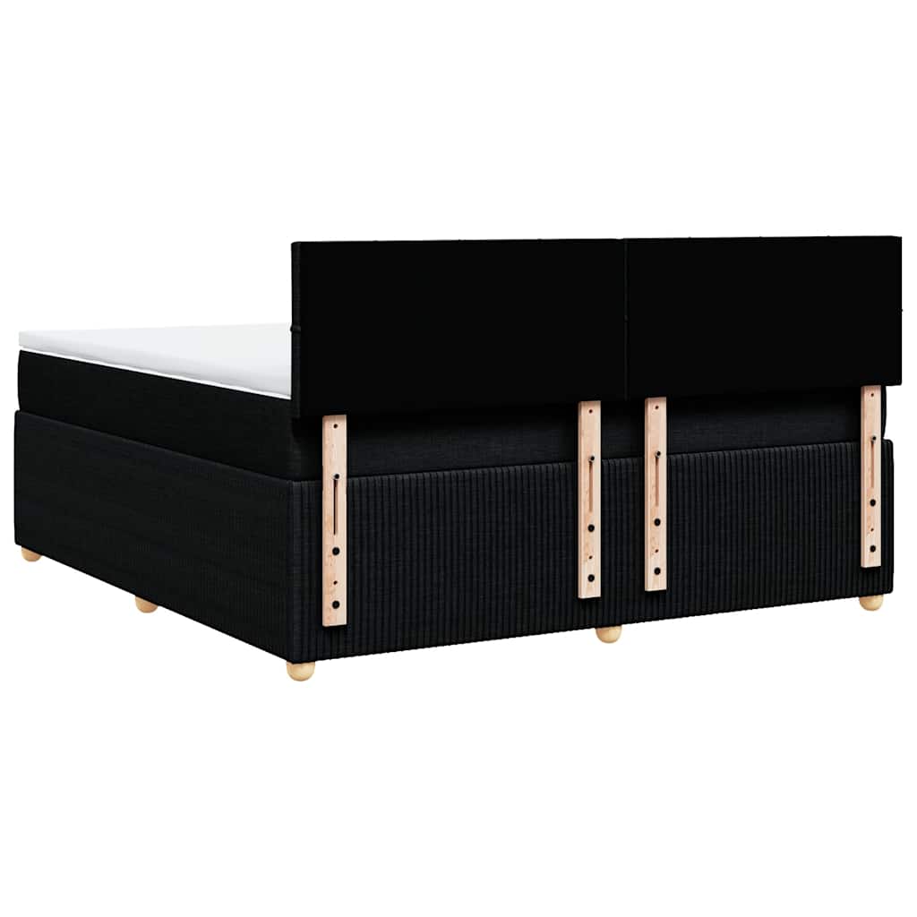 vidaXL Κρεβάτι Boxspring με Στρώμα Μαύρο 180x200 εκ. Υφασμάτινο