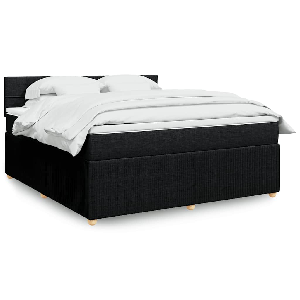 vidaXL Κρεβάτι Boxspring με Στρώμα Μαύρο 180x200 εκ. Υφασμάτινο
