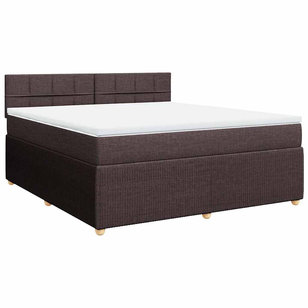 vidaXL Κρεβάτι Boxspring με Στρώμα Σκούρο Καφέ 180x200 εκ Υφασμάτινο