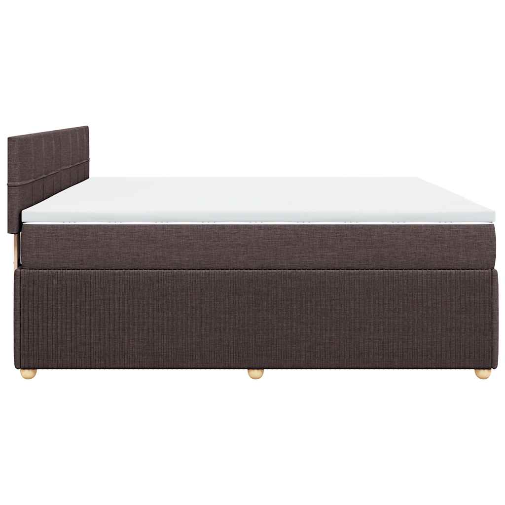 vidaXL Κρεβάτι Boxspring με Στρώμα Σκούρο Καφέ 180x200 εκ Υφασμάτινο