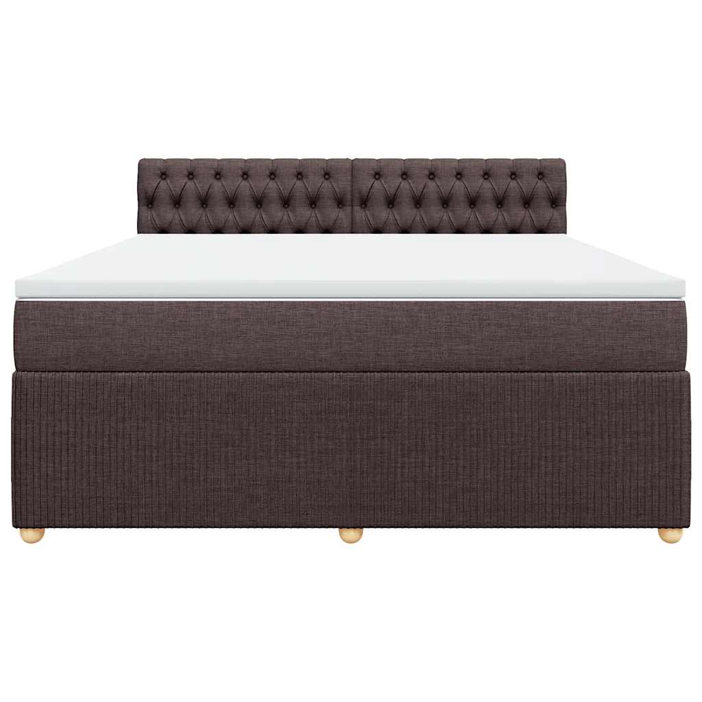 vidaXL Κρεβάτι Boxspring με Στρώμα Σκούρο Καφέ 180x200 εκ Υφασμάτινο