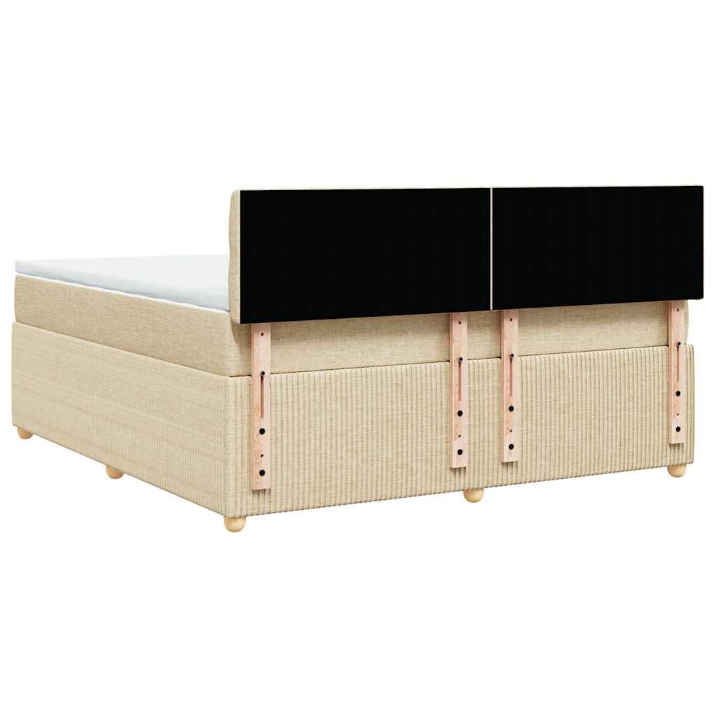 vidaXL Κρεβάτι Boxspring με Στρώμα Κρεμ 180x200 εκ. Υφασμάτινο