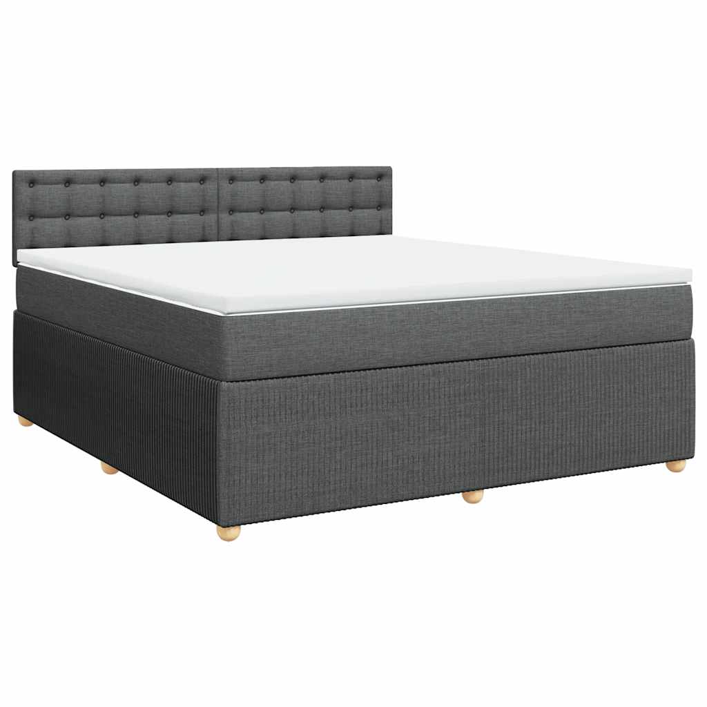 vidaXL Κρεβάτι Boxspring με Στρώμα Σκούρο Γκρι 180x200 εκ Υφασμάτιν