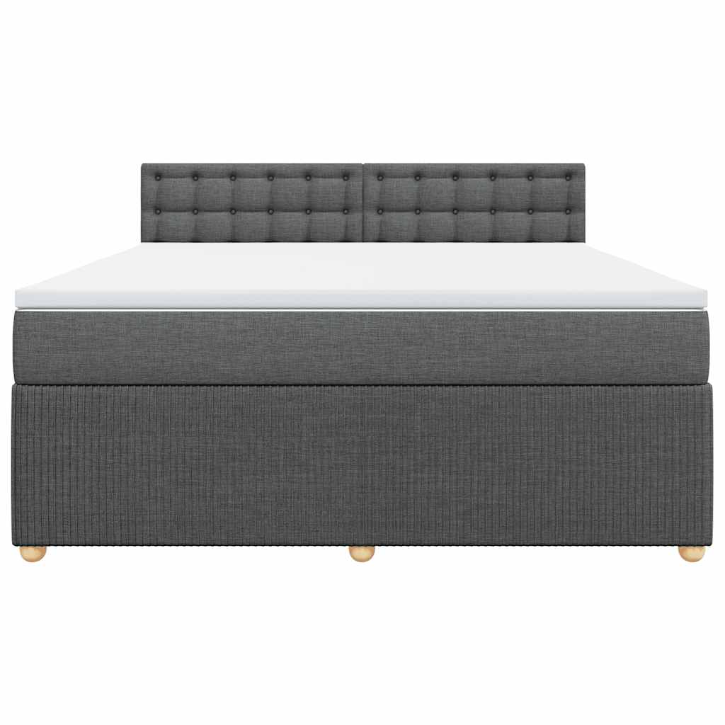 vidaXL Κρεβάτι Boxspring με Στρώμα Σκούρο Γκρι 180x200 εκ Υφασμάτιν