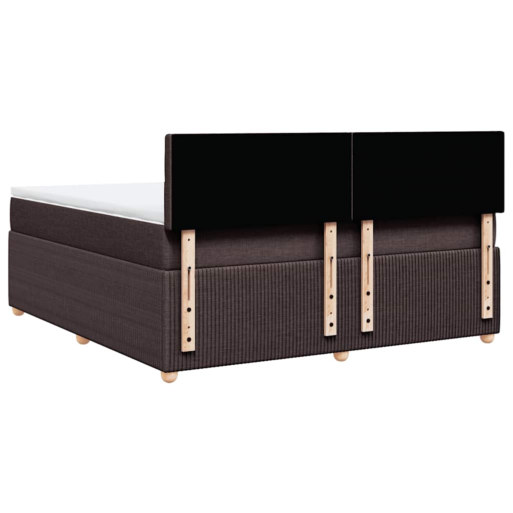 vidaXL Κρεβάτι Boxspring με Στρώμα Σκούρο Καφέ 180x200 εκ Υφασμάτινο