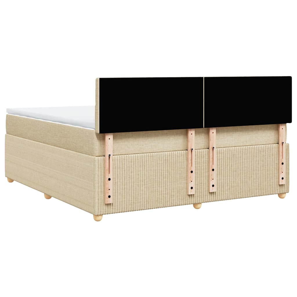 vidaXL Κρεβάτι Boxspring με Στρώμα Κρεμ 180x200 εκ. Υφασμάτινο