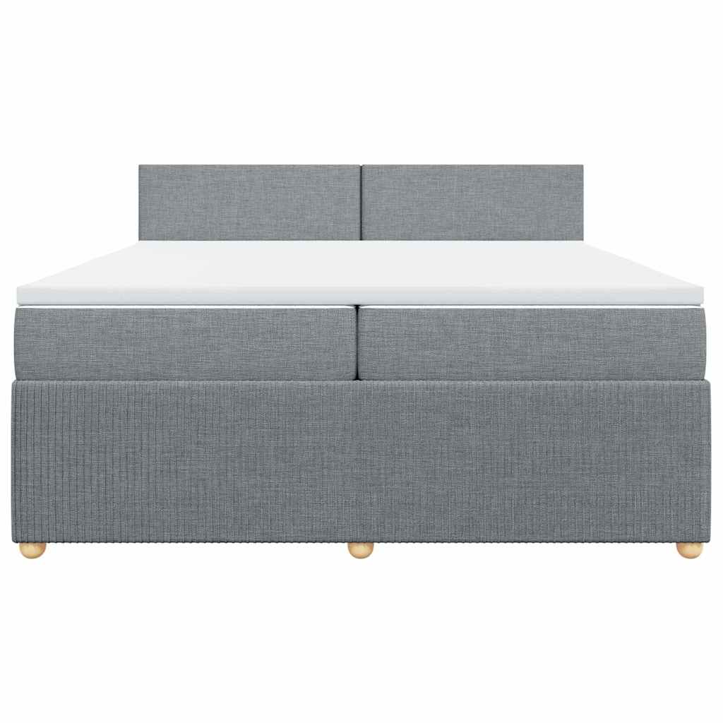 vidaXL Κρεβάτι Boxspring με Στρώμα Ανοιχτό Γκρι 200x200 εκ. Υφασμάτινο