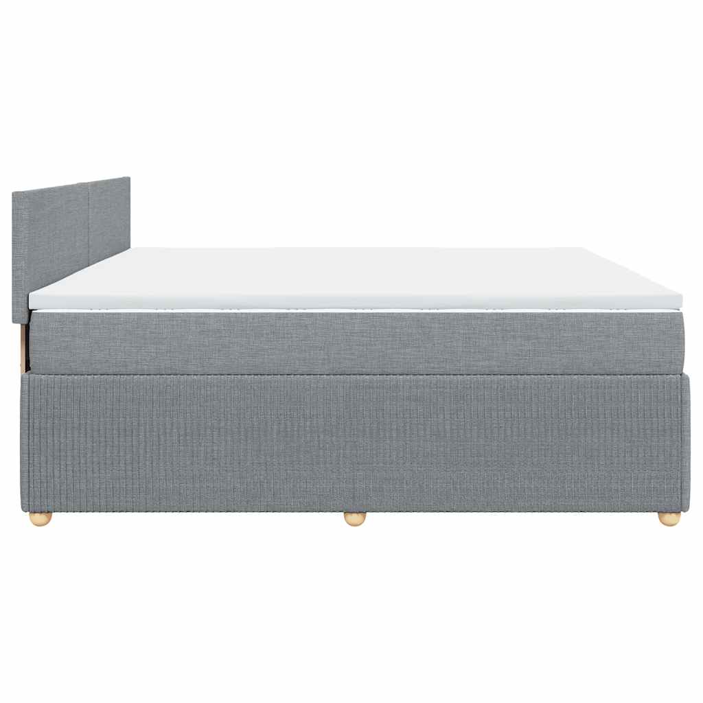 vidaXL Κρεβάτι Boxspring με Στρώμα Ανοιχτό Γκρι 200x200 εκ. Υφασμάτινο