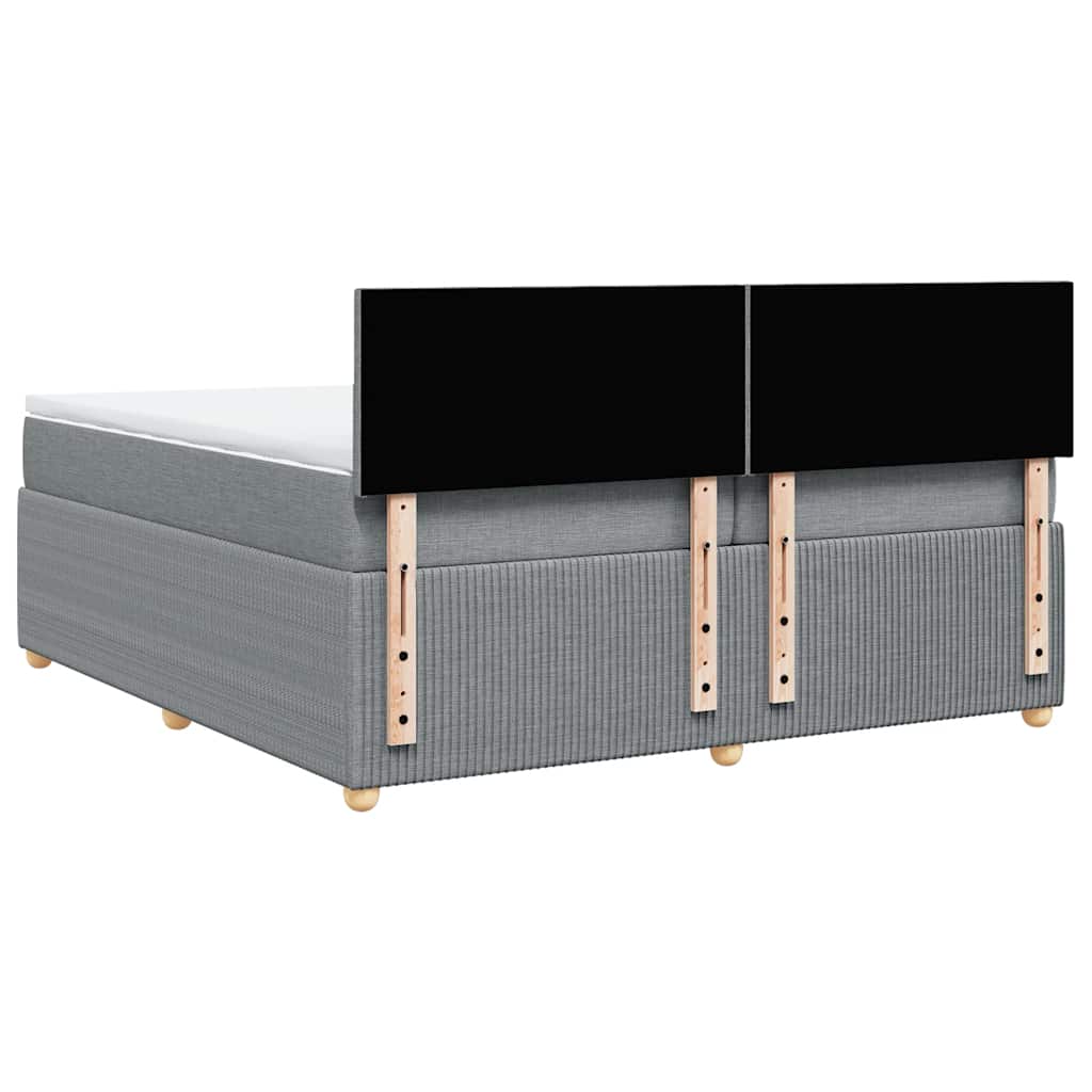 vidaXL Κρεβάτι Boxspring με Στρώμα Ανοιχτό Γκρι 200x200 εκ. Υφασμάτινο