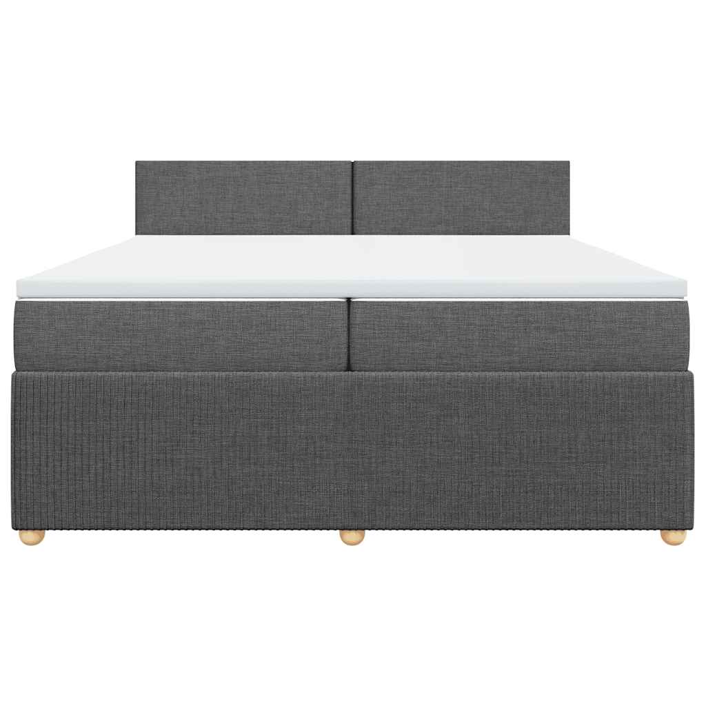 vidaXL Κρεβάτι Boxspring με Στρώμα Σκούρο Γκρι 200x200 εκ. Υφασμάτινο