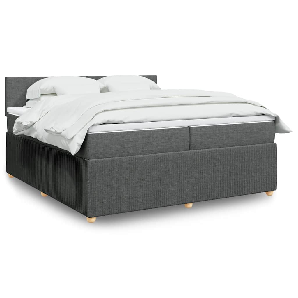 vidaXL Κρεβάτι Boxspring με Στρώμα Σκούρο Γκρι 200x200 εκ. Υφασμάτινο