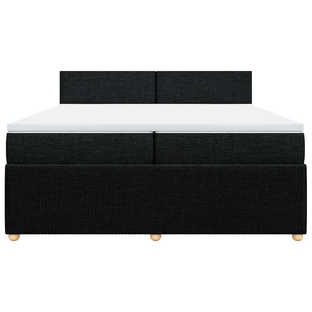 vidaXL Κρεβάτι Boxspring με Στρώμα Μαύρο 200x200 εκ. Υφασμάτινο