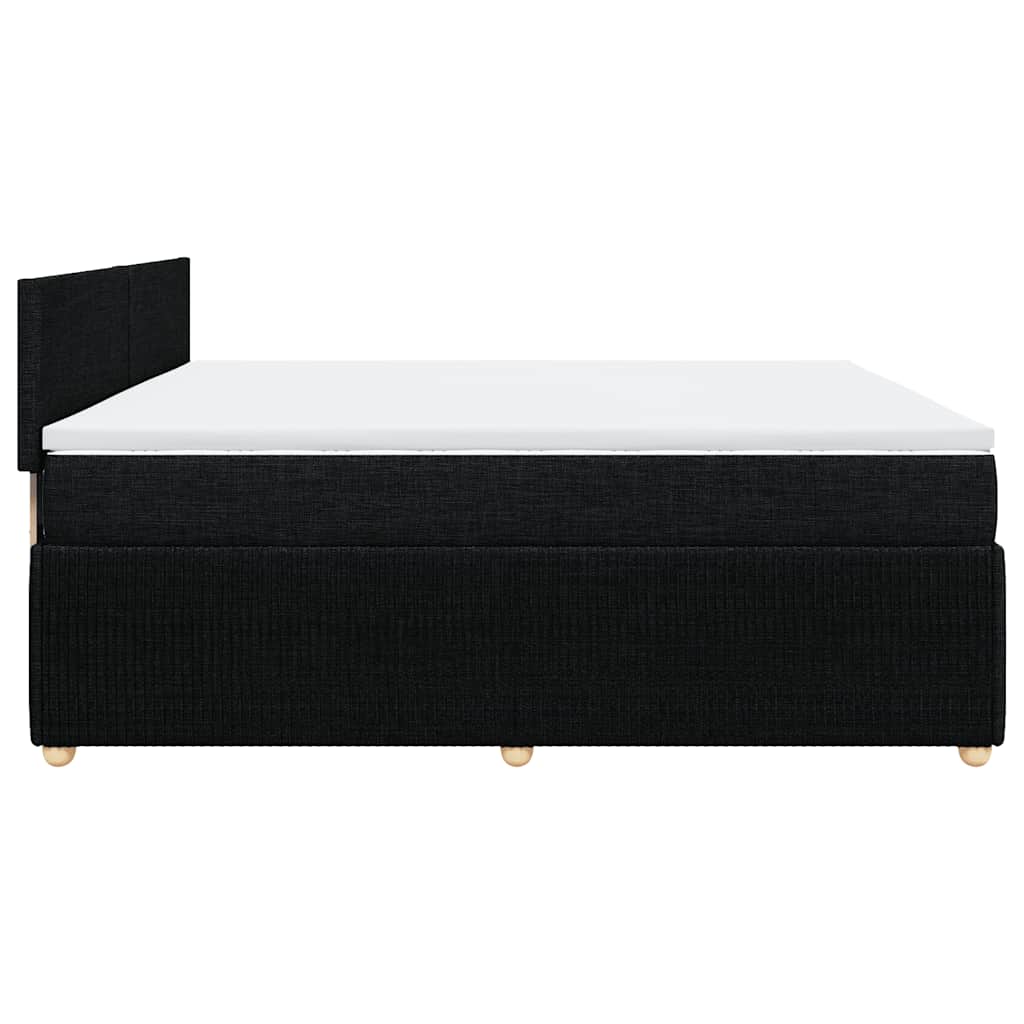 vidaXL Κρεβάτι Boxspring με Στρώμα Μαύρο 200x200 εκ. Υφασμάτινο