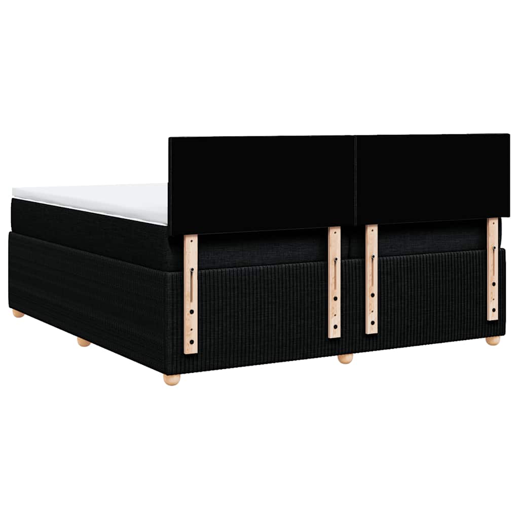 vidaXL Κρεβάτι Boxspring με Στρώμα Μαύρο 200x200 εκ. Υφασμάτινο