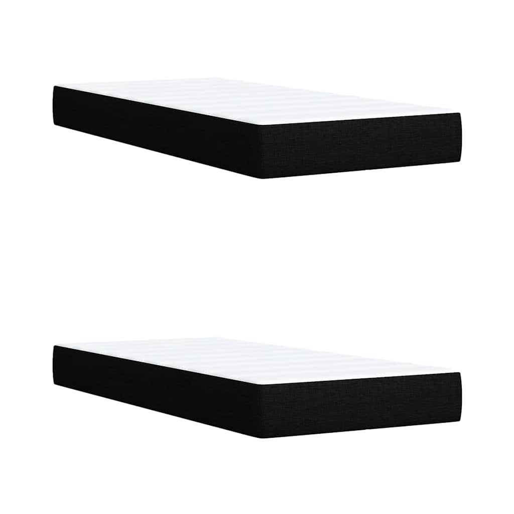 vidaXL Κρεβάτι Boxspring με Στρώμα Μαύρο 200x200 εκ. Υφασμάτινο