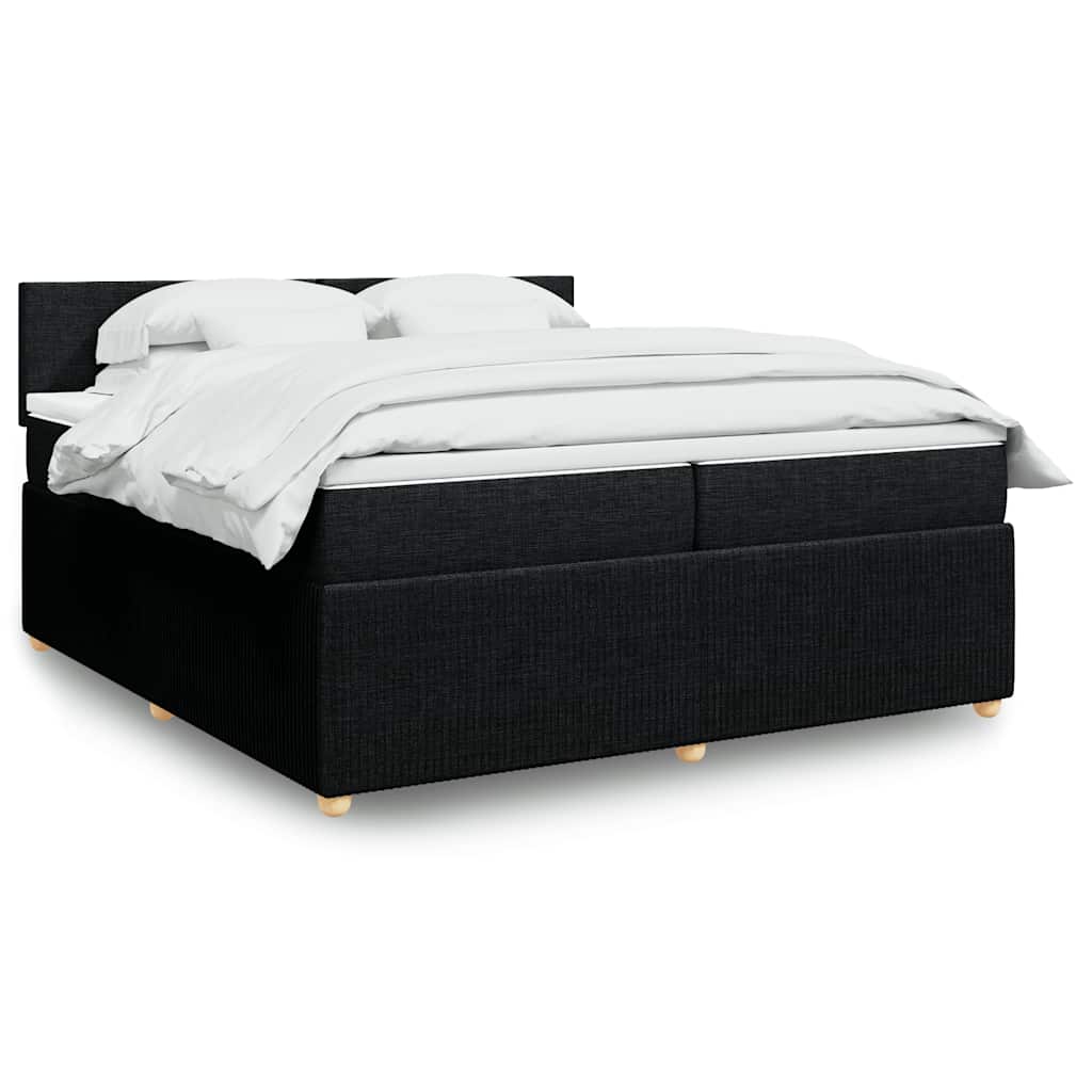 vidaXL Κρεβάτι Boxspring με Στρώμα Μαύρο 200x200 εκ. Υφασμάτινο
