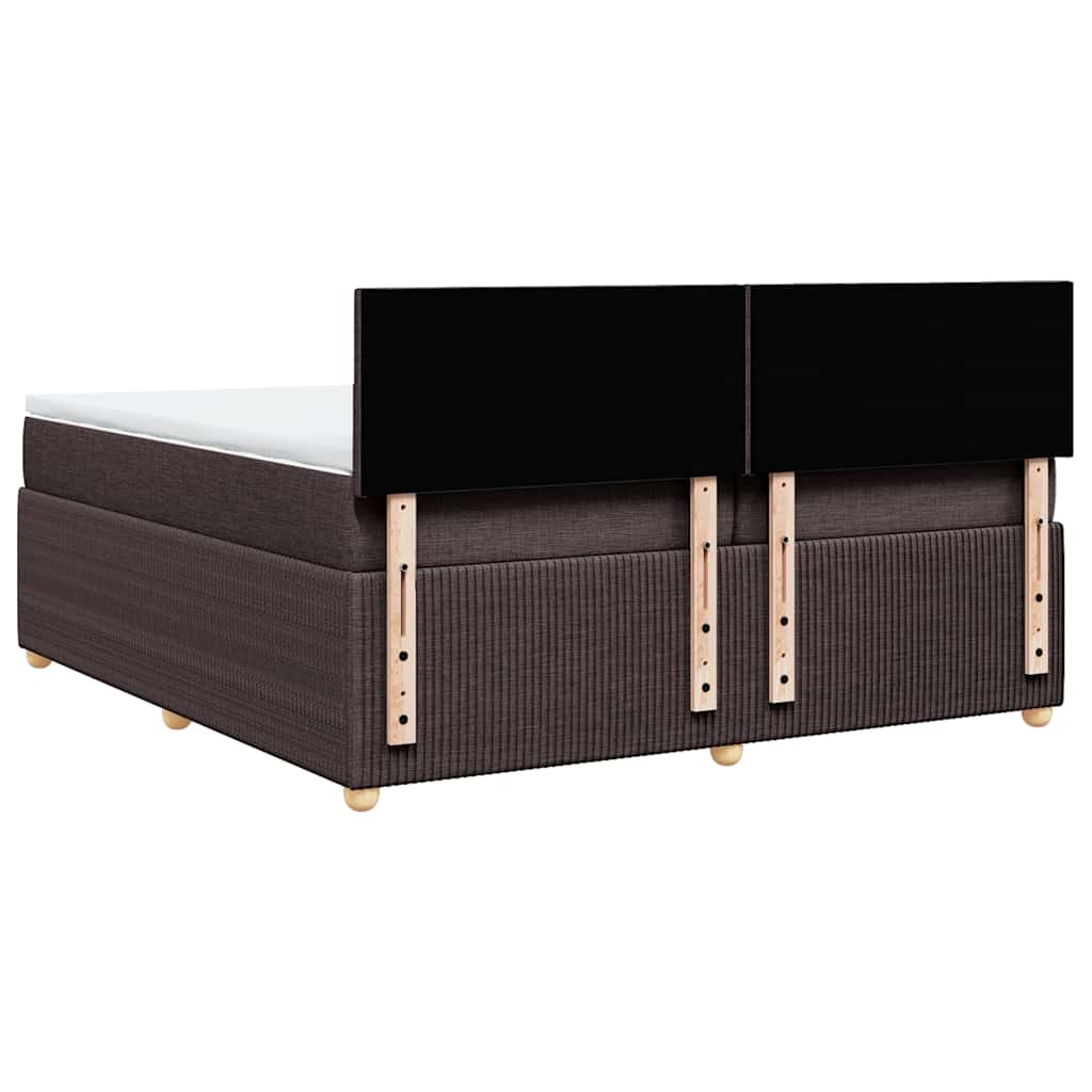 vidaXL Κρεβάτι Boxspring με Στρώμα Σκούρο Καφέ 200x200 εκ. Υφασμάτινο