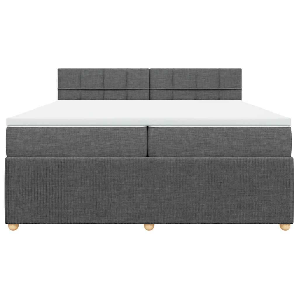 vidaXL Κρεβάτι Boxspring με Στρώμα Σκούρο Γκρι 200x200 εκ. Υφασμάτινο