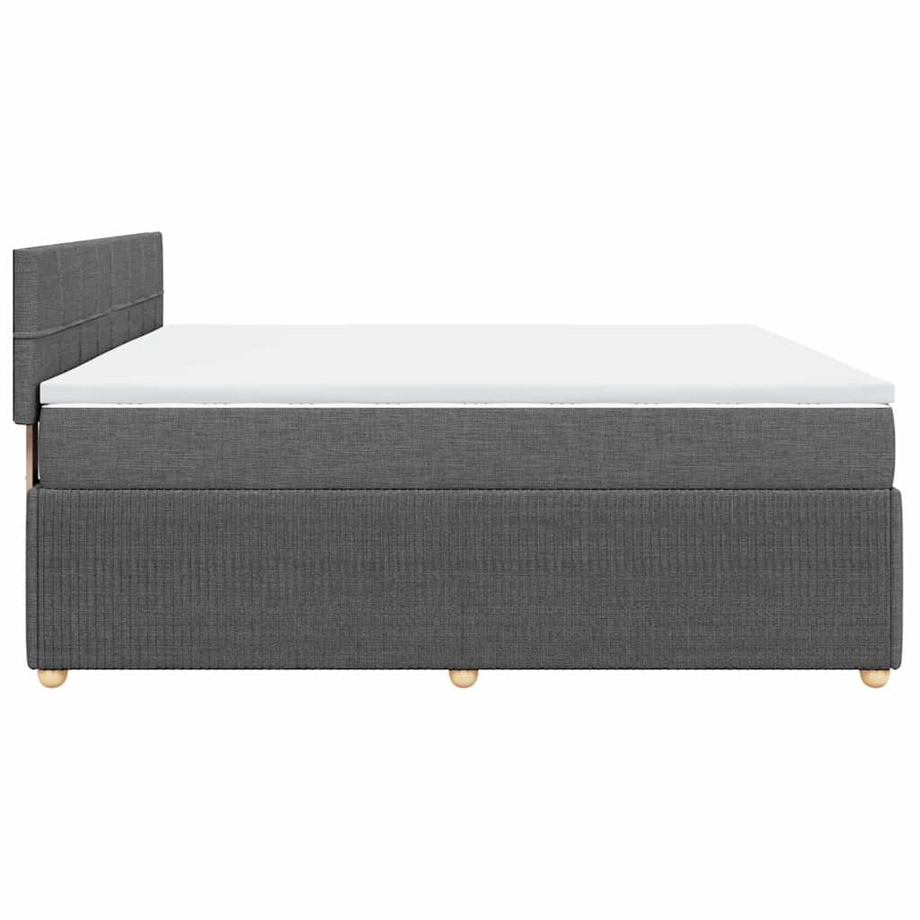 vidaXL Κρεβάτι Boxspring με Στρώμα Σκούρο Γκρι 200x200 εκ. Υφασμάτινο