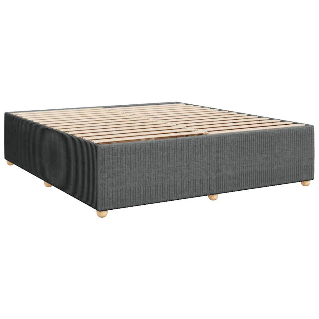 vidaXL Κρεβάτι Boxspring με Στρώμα Σκούρο Γκρι 200x200 εκ. Υφασμάτινο