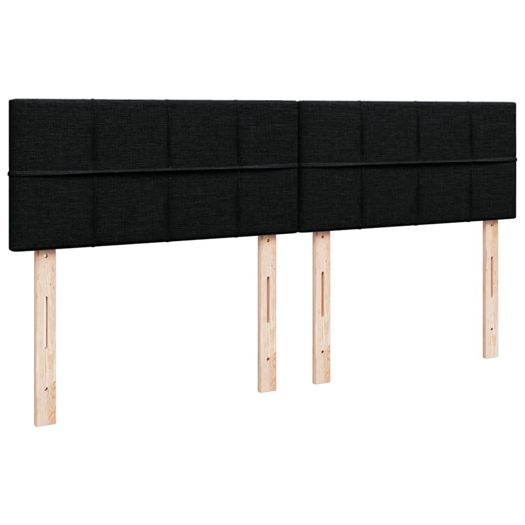 vidaXL Κρεβάτι Boxspring με Στρώμα Μαύρο 200x200 εκ. Υφασμάτινο