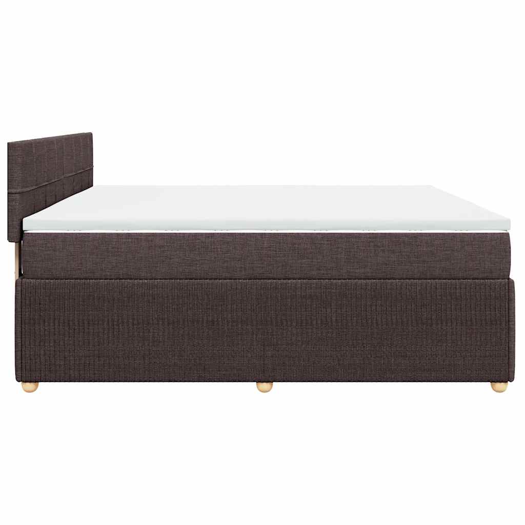 vidaXL Κρεβάτι Boxspring με Στρώμα Σκούρο Καφέ 200x200 εκ. Υφασμάτινο