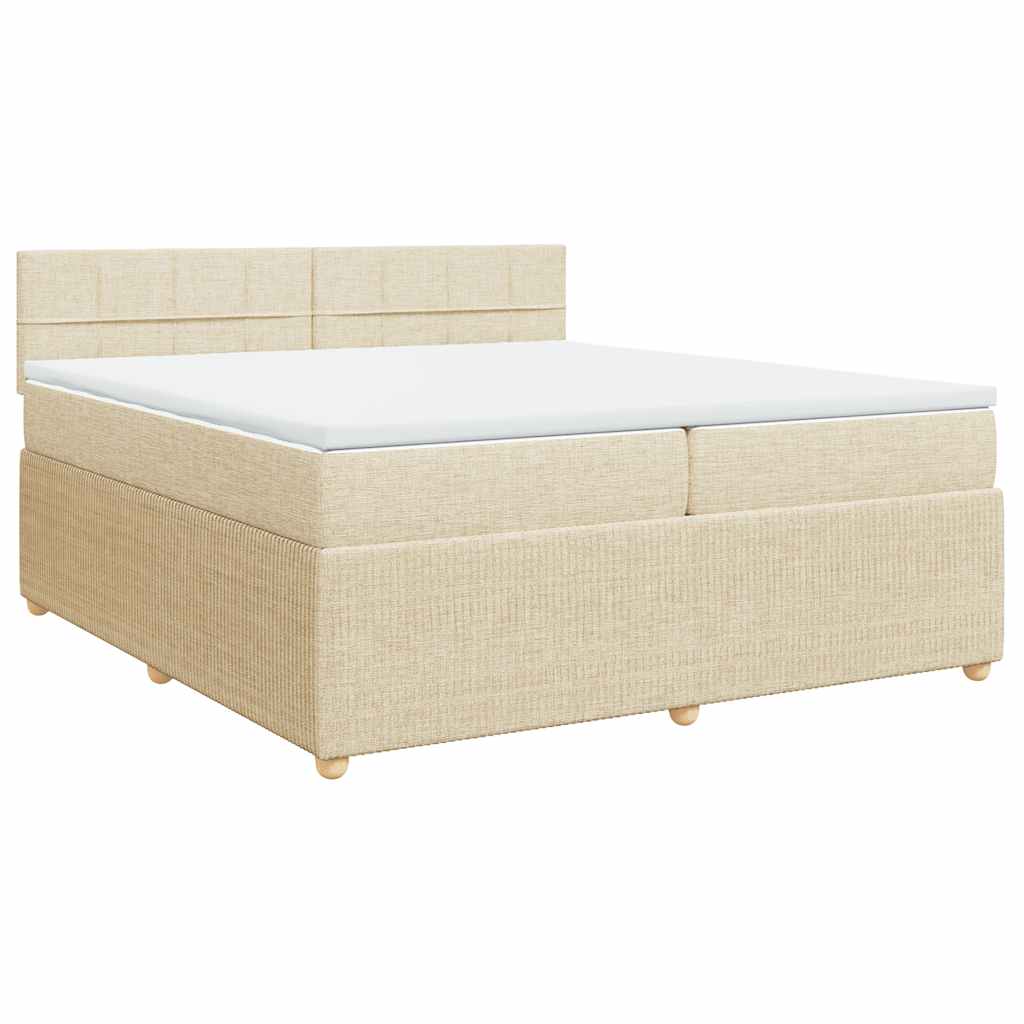 vidaXL Κρεβάτι Boxspring με Στρώμα Κρεμ 200x200 εκ. Υφασμάτινο