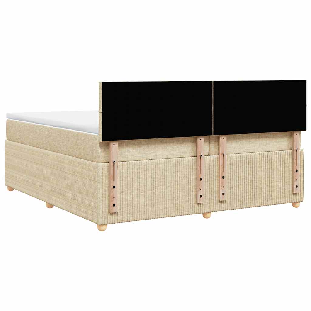 vidaXL Κρεβάτι Boxspring με Στρώμα Κρεμ 200x200 εκ. Υφασμάτινο