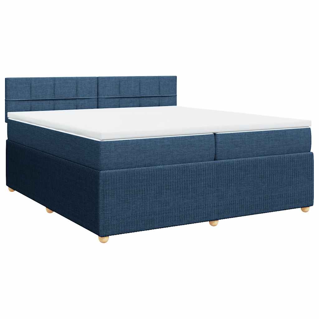 vidaXL Κρεβάτι Boxspring με Στρώμα Μπλε 200x200 εκ. Υφασμάτινο
