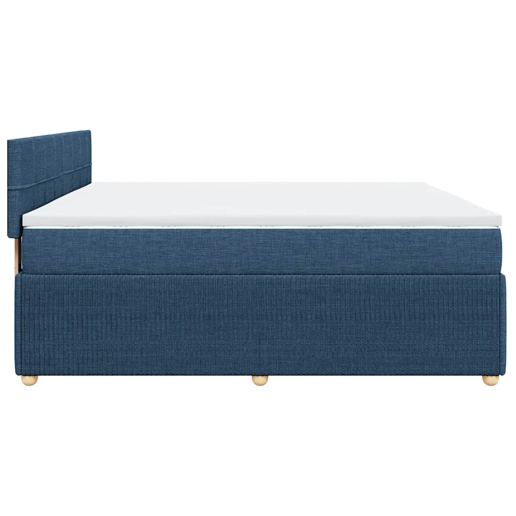 vidaXL Κρεβάτι Boxspring με Στρώμα Μπλε 200x200 εκ. Υφασμάτινο